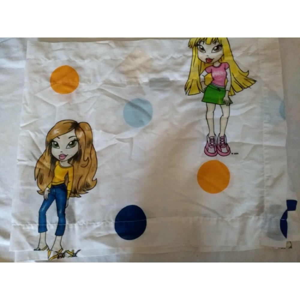 LIL BRATZ WILD RIDE VALANCE 84" x 15 White Blue Polka Dots Bratz dolls
